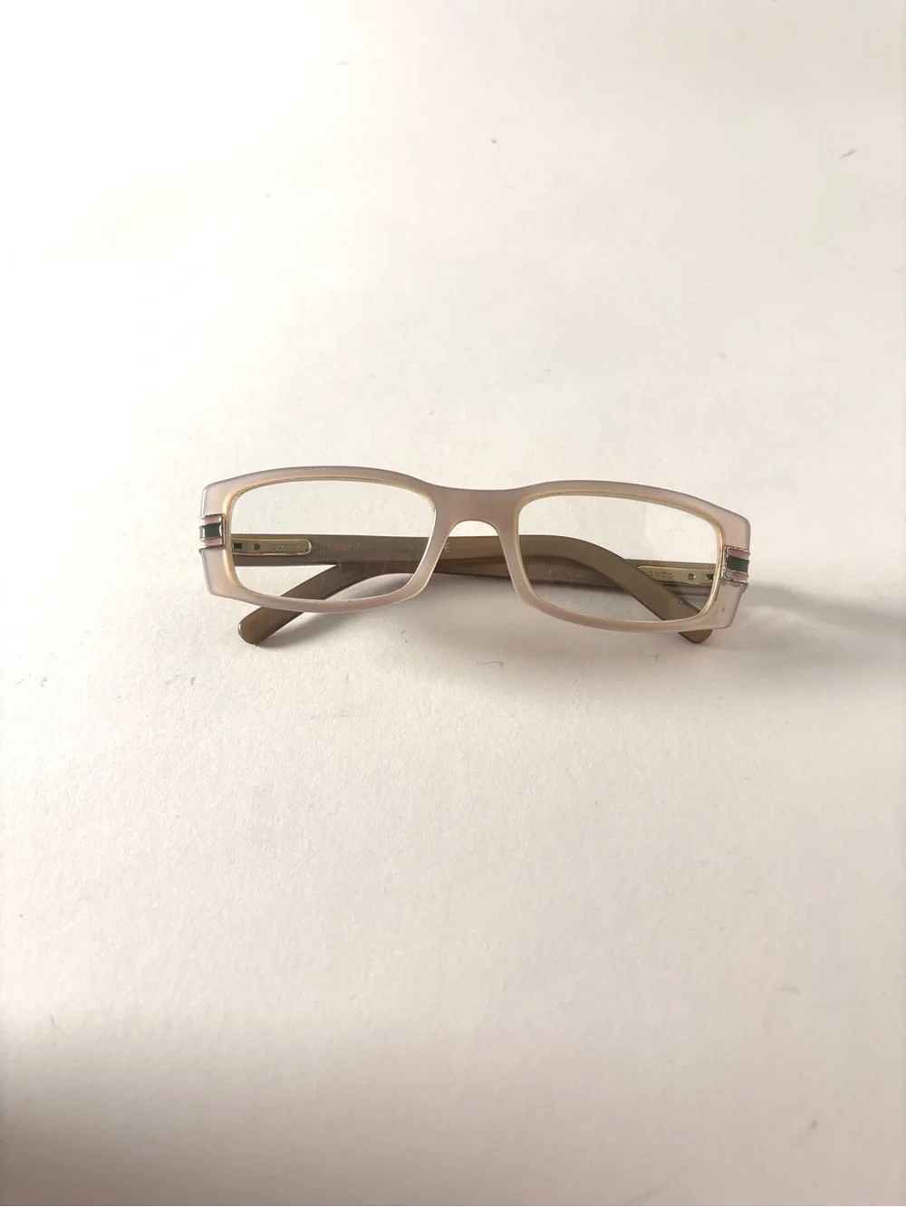 Gucci Beige Rectangular Women's Glasses